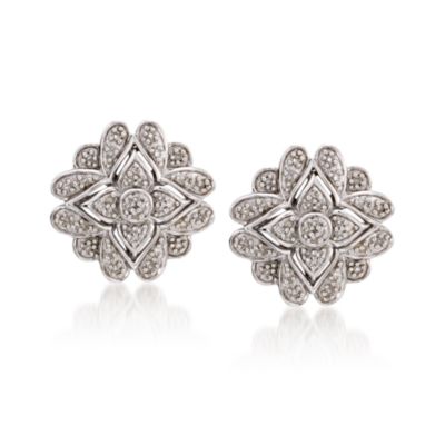 .20 ct. t.w. Diamond Floral Earrings In Sterling Silver &mdash; Alt Image 1