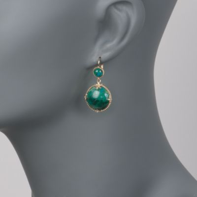 Green Chrysocolla Earrings In 14kt Yellow Gold &mdash; Alt Image 2