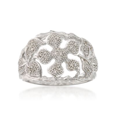 .10 ct. t.w. Diamond Floral Ring in Sterling Silver &mdash; Alt Image 1