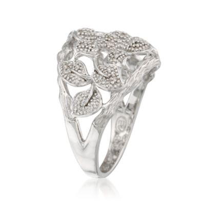.10 ct. t.w. Diamond Floral Ring in Sterling Silver &mdash; Alt Image 3