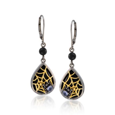 Black Agate and .15 ct. t.w. Tanzanite Spider Web Earrings In Two-Tone &mdash; Alt Image 1