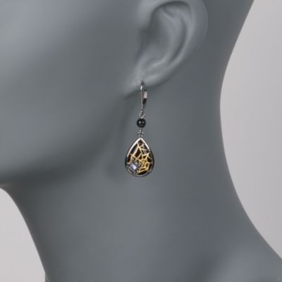 Black Agate and .15 ct. t.w. Tanzanite Spider Web Earrings In Two-Tone &mdash; Alt Image 2
