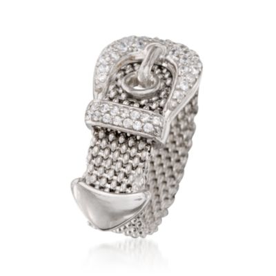 Italian Sterling Silver .45 ct. t.w. CZ Buckle Ring. Size 6 &mdash; Alt Image 3