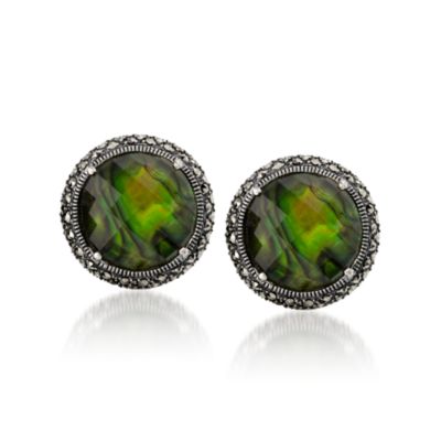 Green Crystal Earrings in Sterling Silver &mdash; Alt Image 1