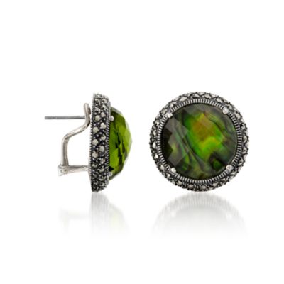 Green Crystal Earrings in Sterling Silver &mdash; Alt Image 3