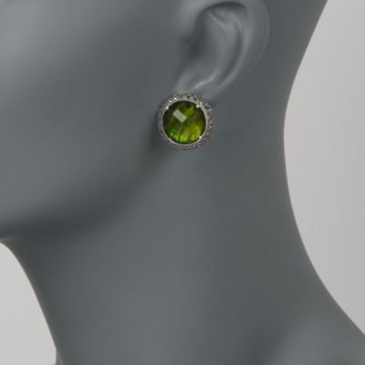 Green Crystal Earrings in Sterling Silver &mdash; Alt Image 2