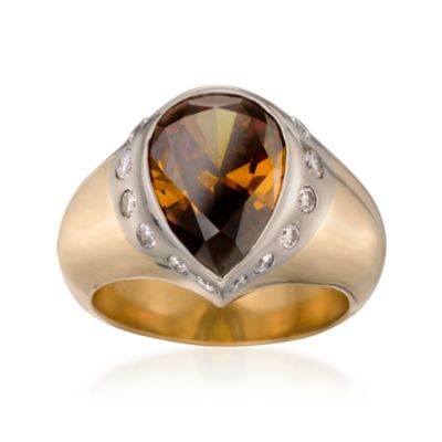 C. 2000 Vintage 5.45 Carat Orange Brown Diamond Ring With .75 ct. t.w. Diamond in 14kt Two-Tone Gold. Size 10 &mdash; Alt Image 1