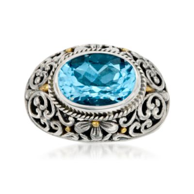 Balinese 7.00 Carat Blue Topaz Ring in Sterling Silver &mdash; Alt Image 1