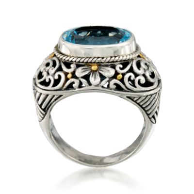 Balinese 7.00 Carat Blue Topaz Ring in Sterling Silver &mdash; Alt Image 4