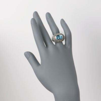 Balinese 7.00 Carat Blue Topaz Ring in Sterling Silver &mdash; Alt Image 2