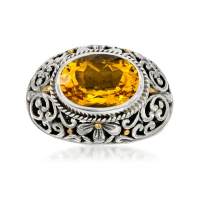Balinese 5.85 Carat Citrine Ring in Sterling Silver &mdash; Alt Image 1