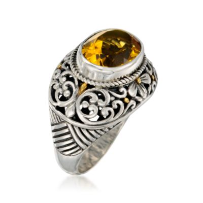 Balinese 5.85 Carat Citrine Ring in Sterling Silver &mdash; Alt Image 3