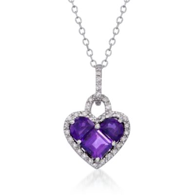 1.80 ct. t.w. Amethyst and .20 ct. t.w. Diamond Heart Pendant Necklace in Sterling Silver. 18" &mdash; Alt Image 1