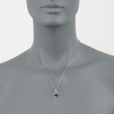 1.80 ct. t.w. Amethyst and .20 ct. t.w. Diamond Heart Pendant Necklace in Sterling Silver. 18" &mdash; Alt Image 2