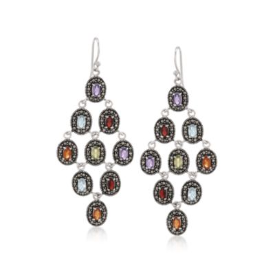 3.90 ct. t.w. Multi-Gemstone Chandelier Earrings in Sterling Silver &mdash; Alt Image 1