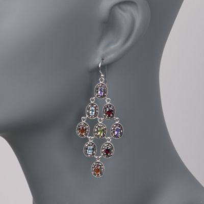 3.90 ct. t.w. Multi-Gemstone Chandelier Earrings in Sterling Silver &mdash; Alt Image 2