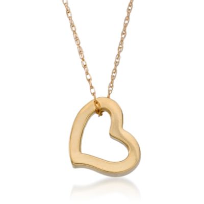 14kt Yellow Gold Open Heart Pendant Necklace. 18" &mdash; Alt Image 1
