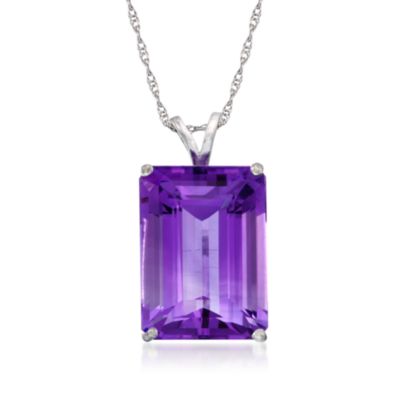 12.00 Carat Amethyst Pendant Necklace in Sterling Silver. 18" &mdash; Alt Image 1
