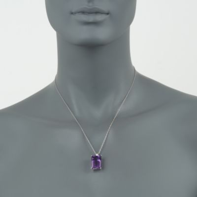 12.00 Carat Amethyst Pendant Necklace in Sterling Silver. 18" &mdash; Alt Image 2