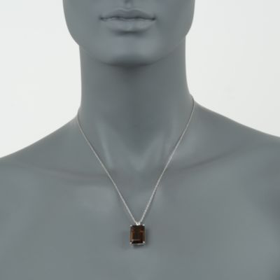 12.20 Carat Smoky Quartz Pendant Necklace in Sterling Silver. 18" &mdash; Alt Image 2