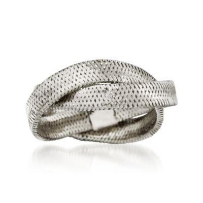 Italian 18kt White Gold Mesh Twist Ring. Size 7 &mdash; Alt Image 1