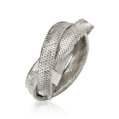 Italian 18kt White Gold Mesh Twist Ring. Size 7 &mdash; Alt Image 3