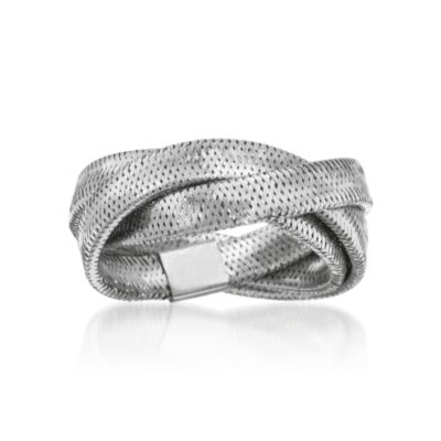 Italian 18kt White Gold Mesh Ring. Size 5 &mdash; Alt Image 1