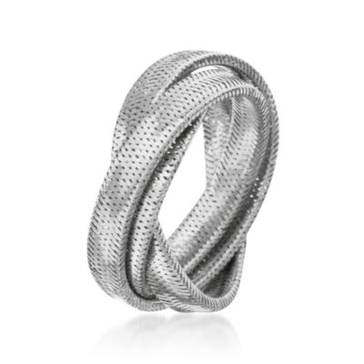 Italian 18kt White Gold Mesh Ring. Size 5 &mdash; Alt Image 3