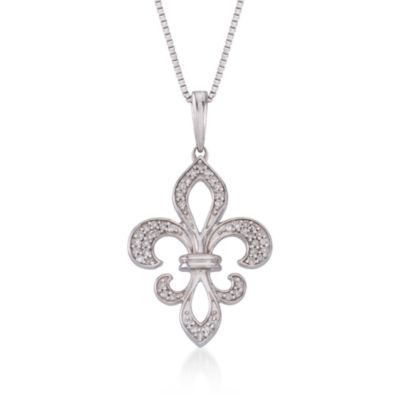 .15 ct. t.w. Diamond Fleur-De-Lis Necklace in Sterling Silver &mdash; Alt Image 1