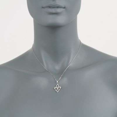 .15 ct. t.w. Diamond Fleur-De-Lis Necklace in Sterling Silver &mdash; Alt Image 2