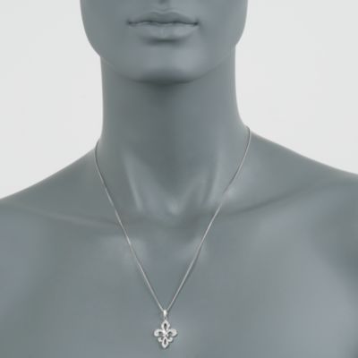 .15 ct. t.w. Diamond Fleur-De-Lis Necklace in Sterling Silver &mdash; Alt Image 4