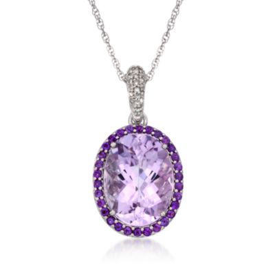 7.05 Carat Rose De France Amethyst Pendant Necklace With .50 ct. t.w. Multi-Gems in Sterling Silver. 18" &mdash; Alt Image 1