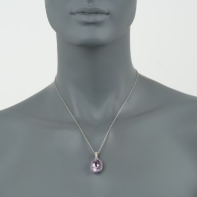 7.05 Carat Rose De France Amethyst Pendant Necklace With .50 ct. t.w. Multi-Gems in Sterling Silver. 18" &mdash; Alt Image 2