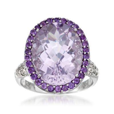 7.05 Carat Rose De France Amethyst Ring With .50 ct. t.w. Multi-Gems in Sterling Silver &mdash; Alt Image 1