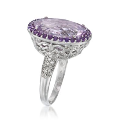 7.05 Carat Rose De France Amethyst Ring With .50 ct. t.w. Multi-Gems in Sterling Silver &mdash; Alt Image 3