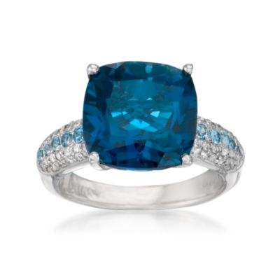 8.00 Carat London Blue Topaz Ring With .50 ct. t.w. Multi-Gems in Sterling Silver &mdash; Alt Image 1