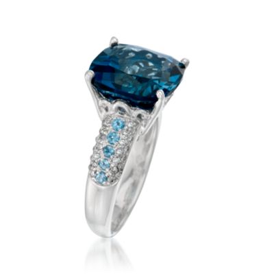 8.00 Carat London Blue Topaz Ring With .50 ct. t.w. Multi-Gems in Sterling Silver &mdash; Alt Image 3
