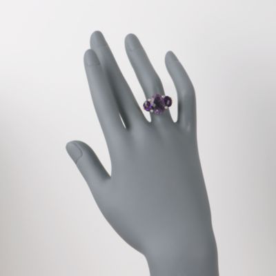 5.65 ct. t.w. Amethyst 3-Stone Ring With Diamonds in 14kt Yellow Gold &mdash; Alt Image 2