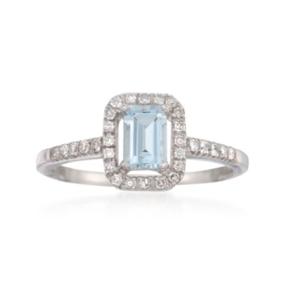 .40 Carat Aquamarine and .20 ct. t.w. Diamond Ring in 14kt White Gold &mdash; Alt Image 1