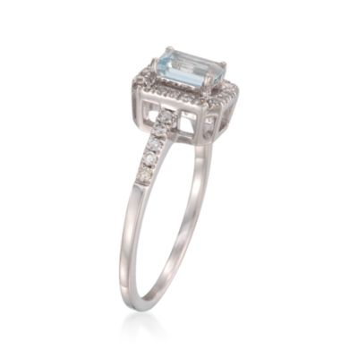.40 Carat Aquamarine and .20 ct. t.w. Diamond Ring in 14kt White Gold &mdash; Alt Image 3