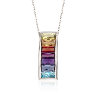 2.65 ct. t.w. Multi-Gem Bar Necklace in Sterling Silver &mdash; Alt Image 1