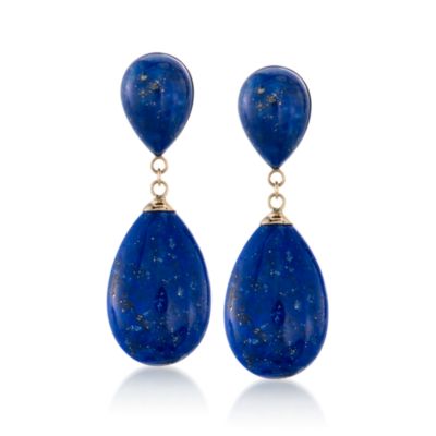Lapis Drop Earrings In 14kt Yellow Gold &mdash; Alt Image 1
