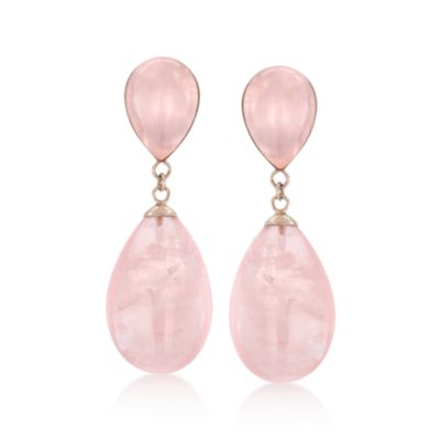 Rose Quartz Earrings in 14kt Yellow Gold &mdash; Alt Image 1