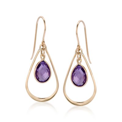 2.40 ct. t.w. Amethyst Teardrop Dangle Earrings in 14kt Yellow Gold &mdash; Alt Image 1