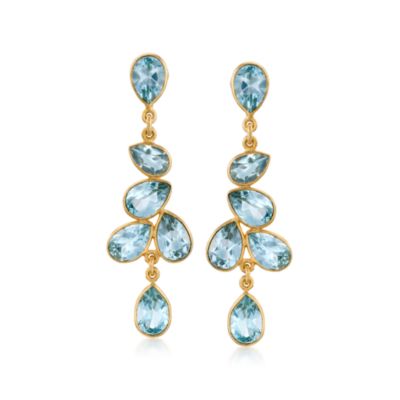 31.00 ct. t.w. Blue Topaz Dangle Earrings in Vermeil. Drop Earrings &mdash; Alt Image 1