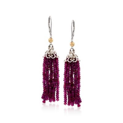 74.00 ct. t.w. Garnet Tassel Earrings In Two-Tone &mdash; Alt Image 1