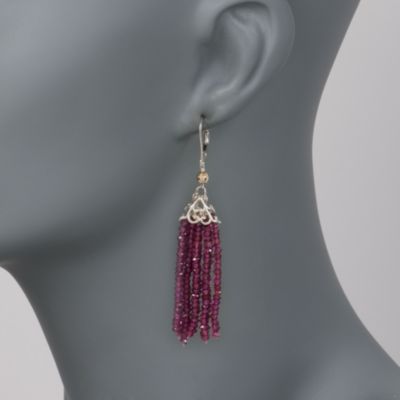 74.00 ct. t.w. Garnet Tassel Earrings In Two-Tone &mdash; Alt Image 2