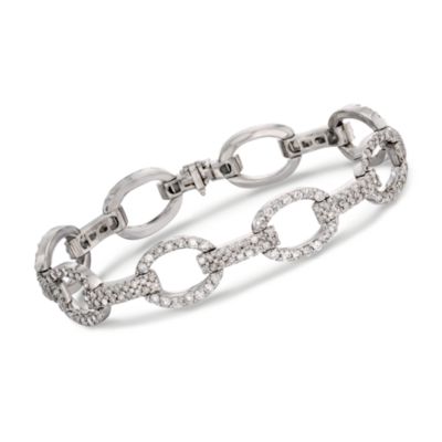 6.40 ct. t.w. Diamond Oval-Link Bracelet in 14kt White Gold. 7" &mdash; Alt Image 1