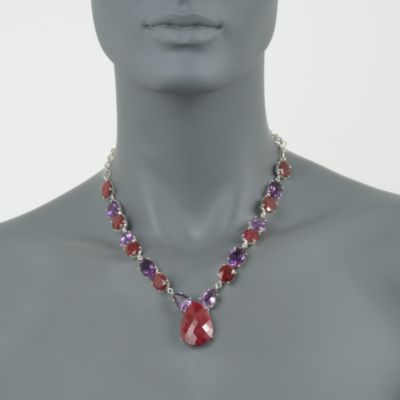 38.00 ct. t.w. Amethyst and 80.00 ct. t.w. Ruby Necklace in Sterling Silver. 16" &mdash; Alt Image 1