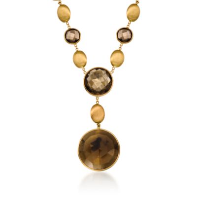 116.55 ct. t.w. Smoky Quartz Bezel Y-Necklace In 14kt Yellow Gold &mdash; Alt Image 1